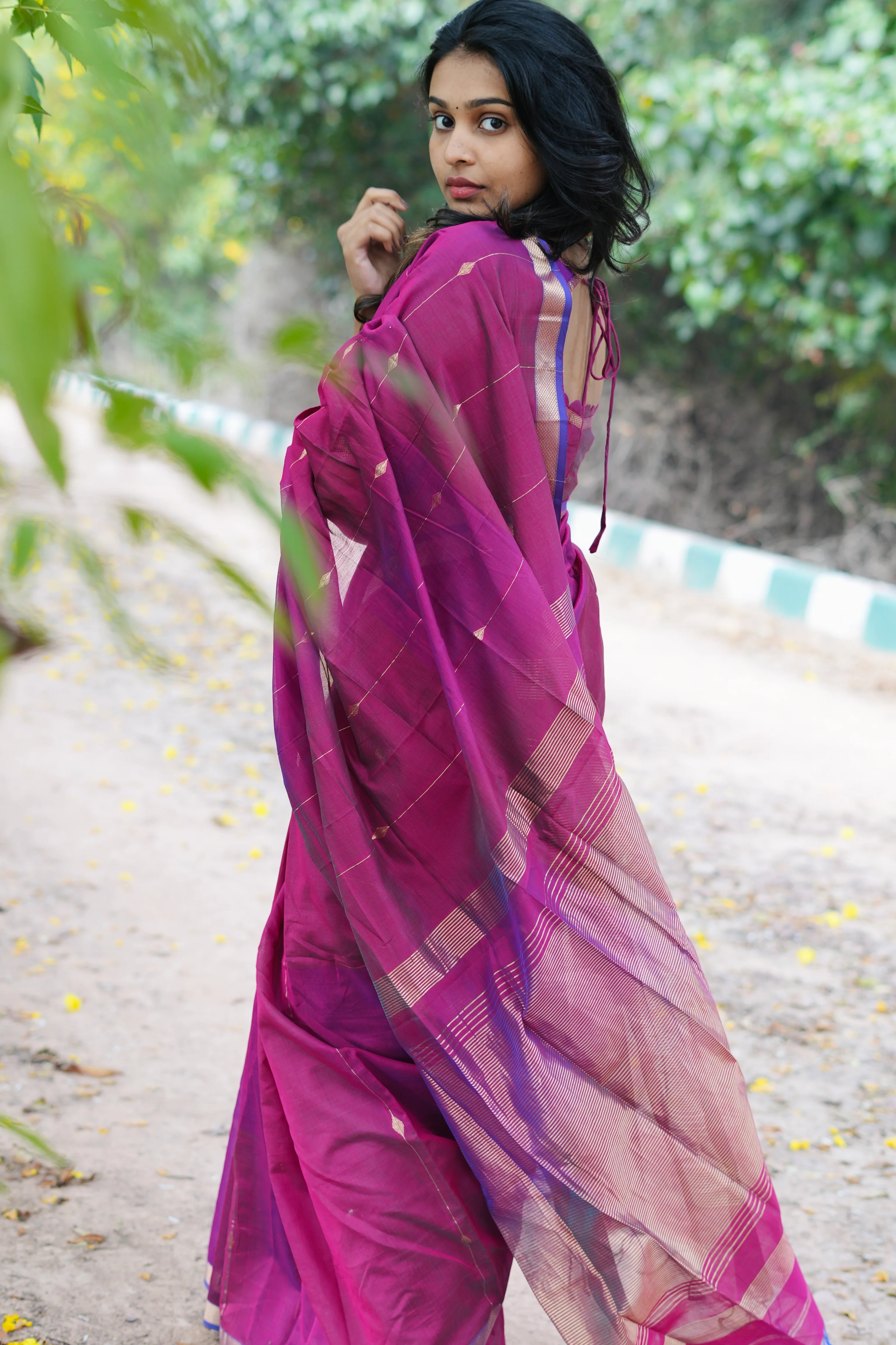 Sundari-plum (Maheshwari silk saree) - Image 5