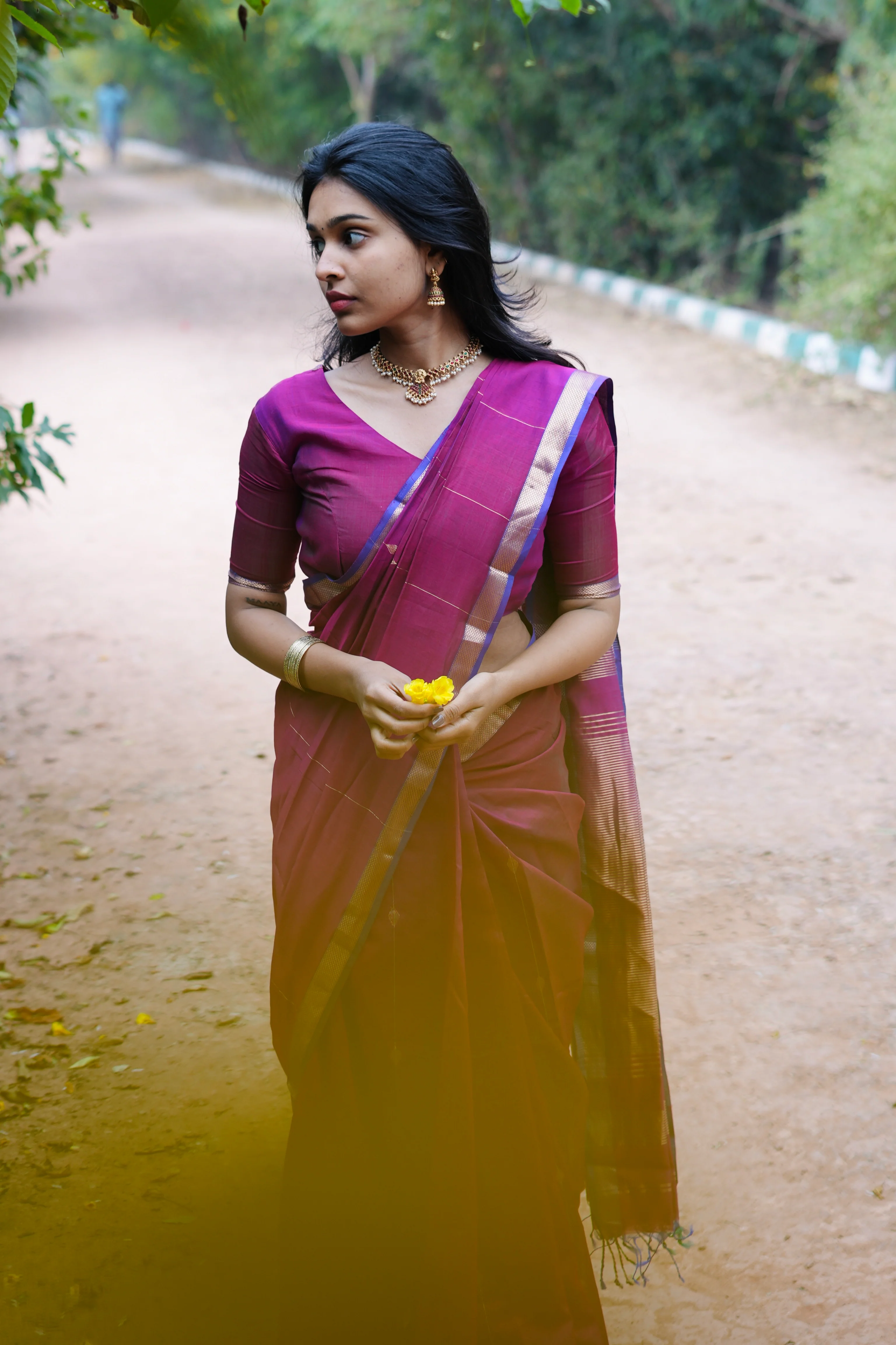 Sundari-plum (Maheshwari silk saree) - Image 6