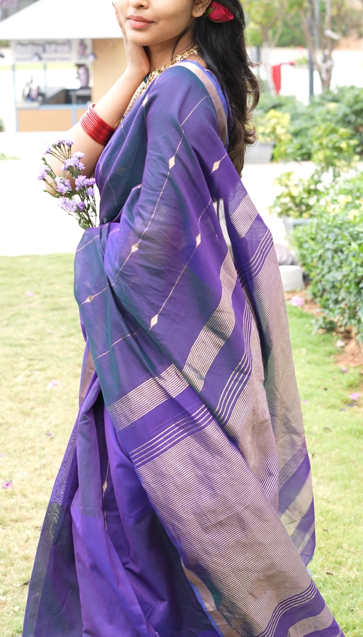 Sundari-Violet (Maheshwari silk saree) - Image 5