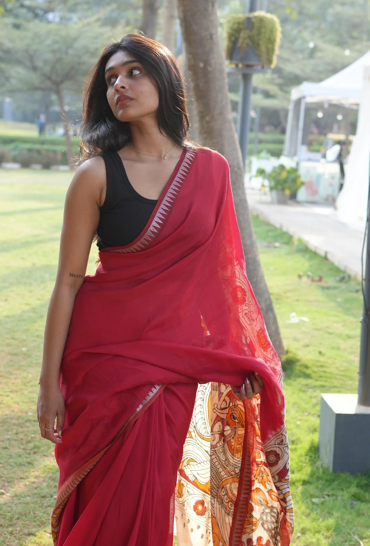 THARANA-Pen kalamkari silk saree - Image 4
