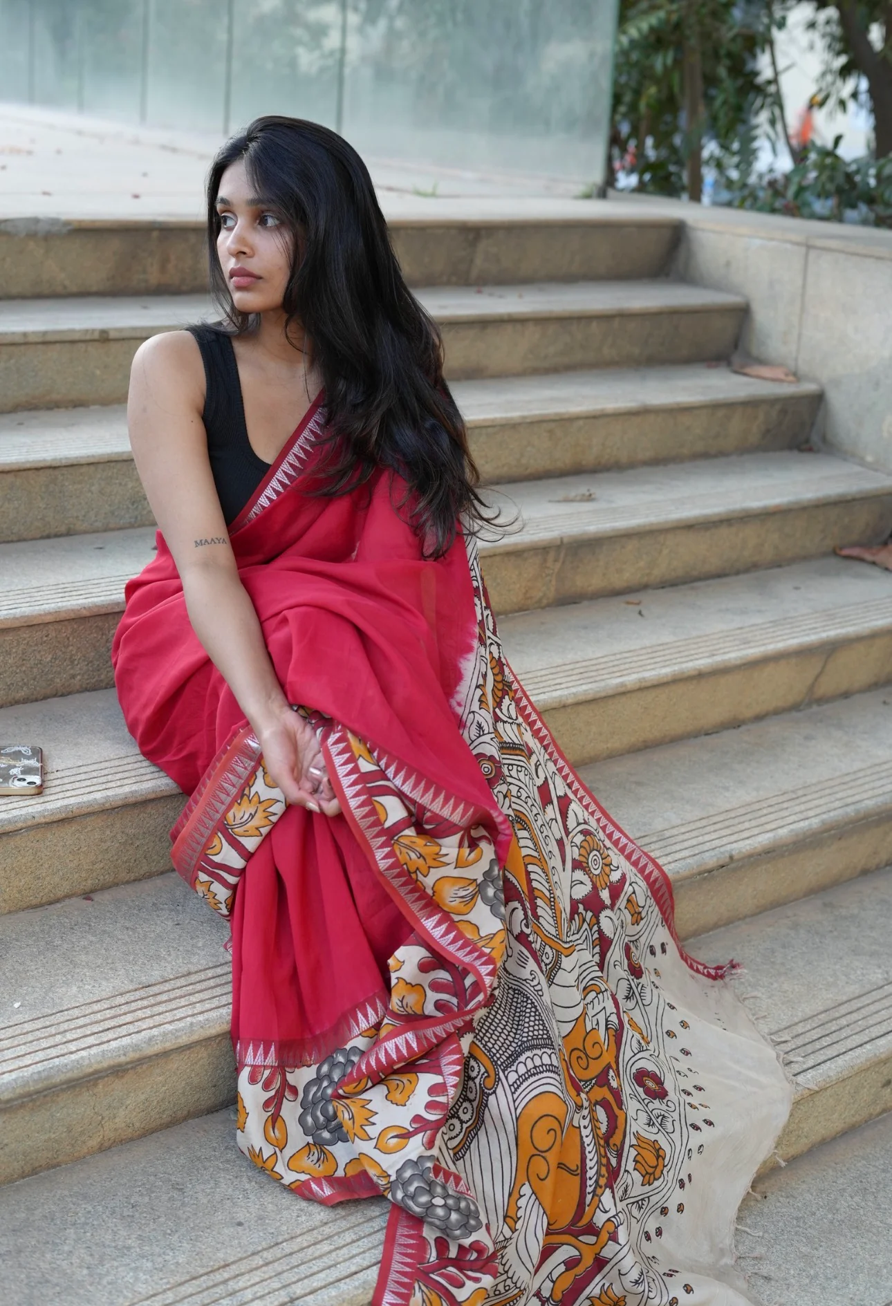 THARANA-Pen kalamkari silk saree - Image 5