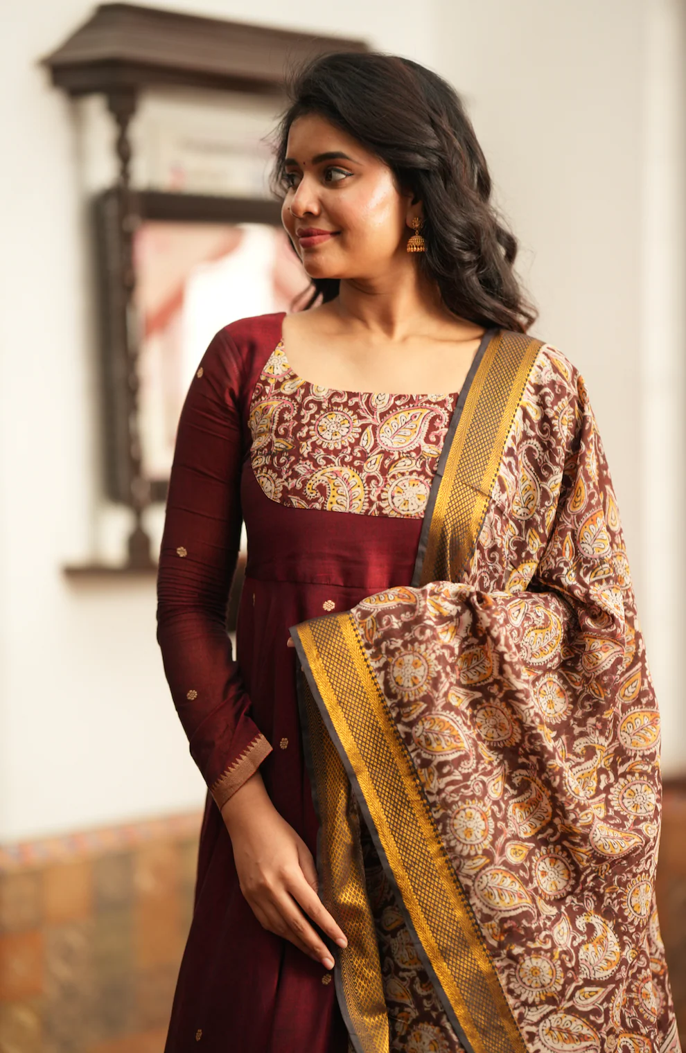 THARIKA (MAROON - KALAMKARI FUSION ANARKALI) - Image 10