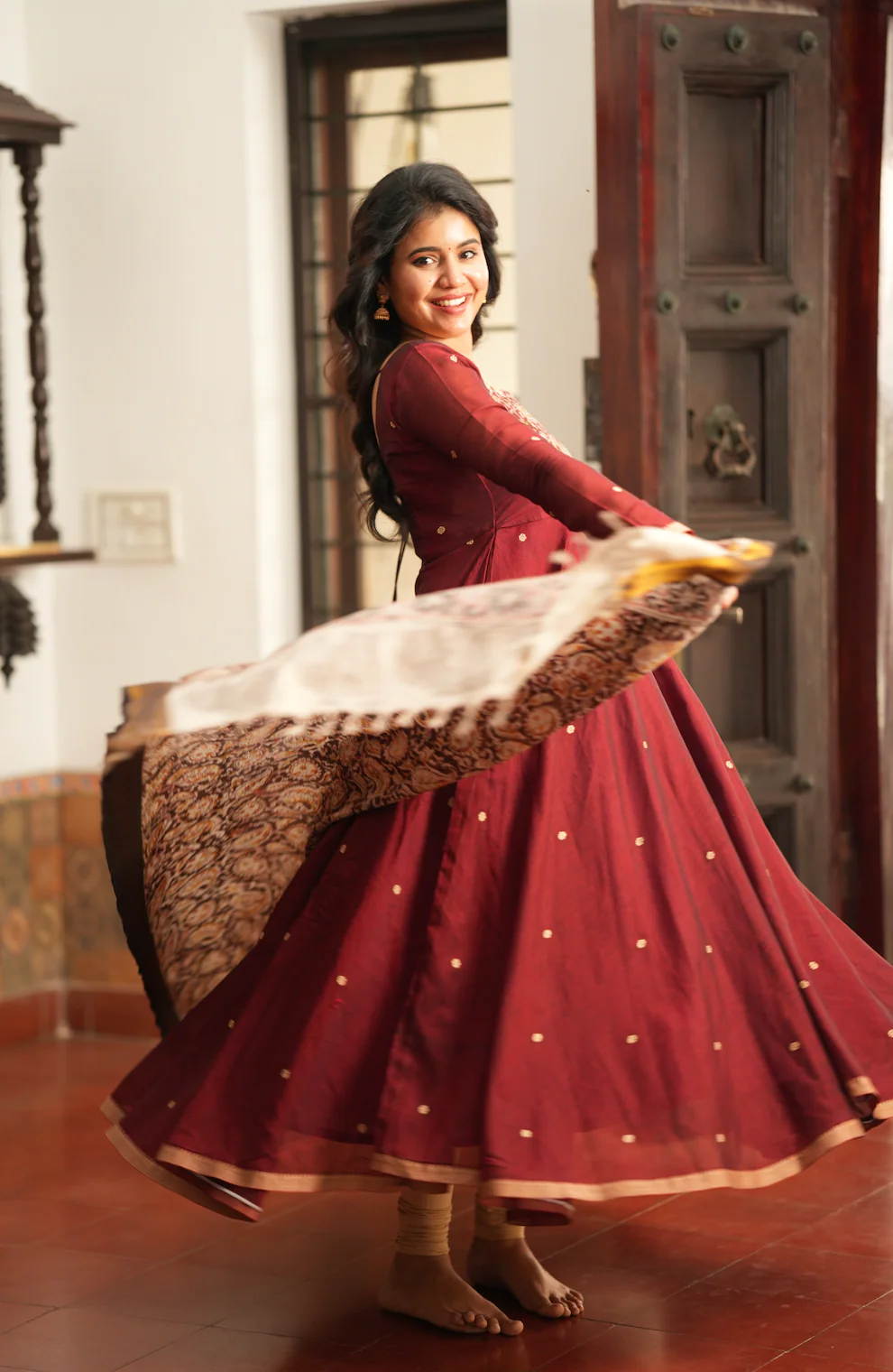 THARIKA (MAROON - KALAMKARI FUSION ANARKALI) - Image 2