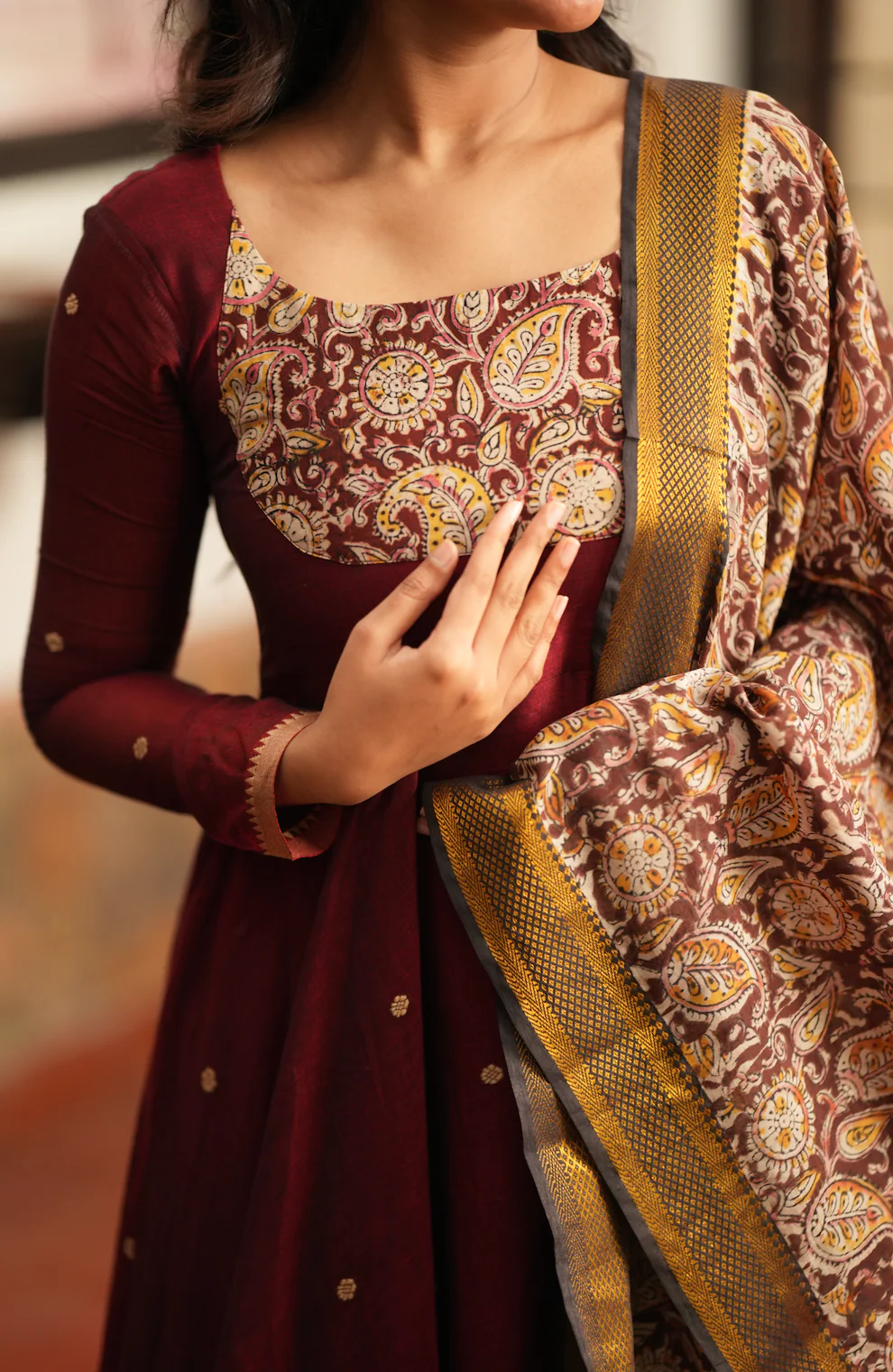 THARIKA (MAROON - KALAMKARI FUSION ANARKALI) - Image 3