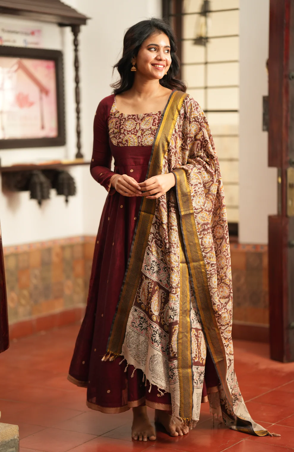 THARIKA (MAROON - KALAMKARI FUSION ANARKALI) - Image 4