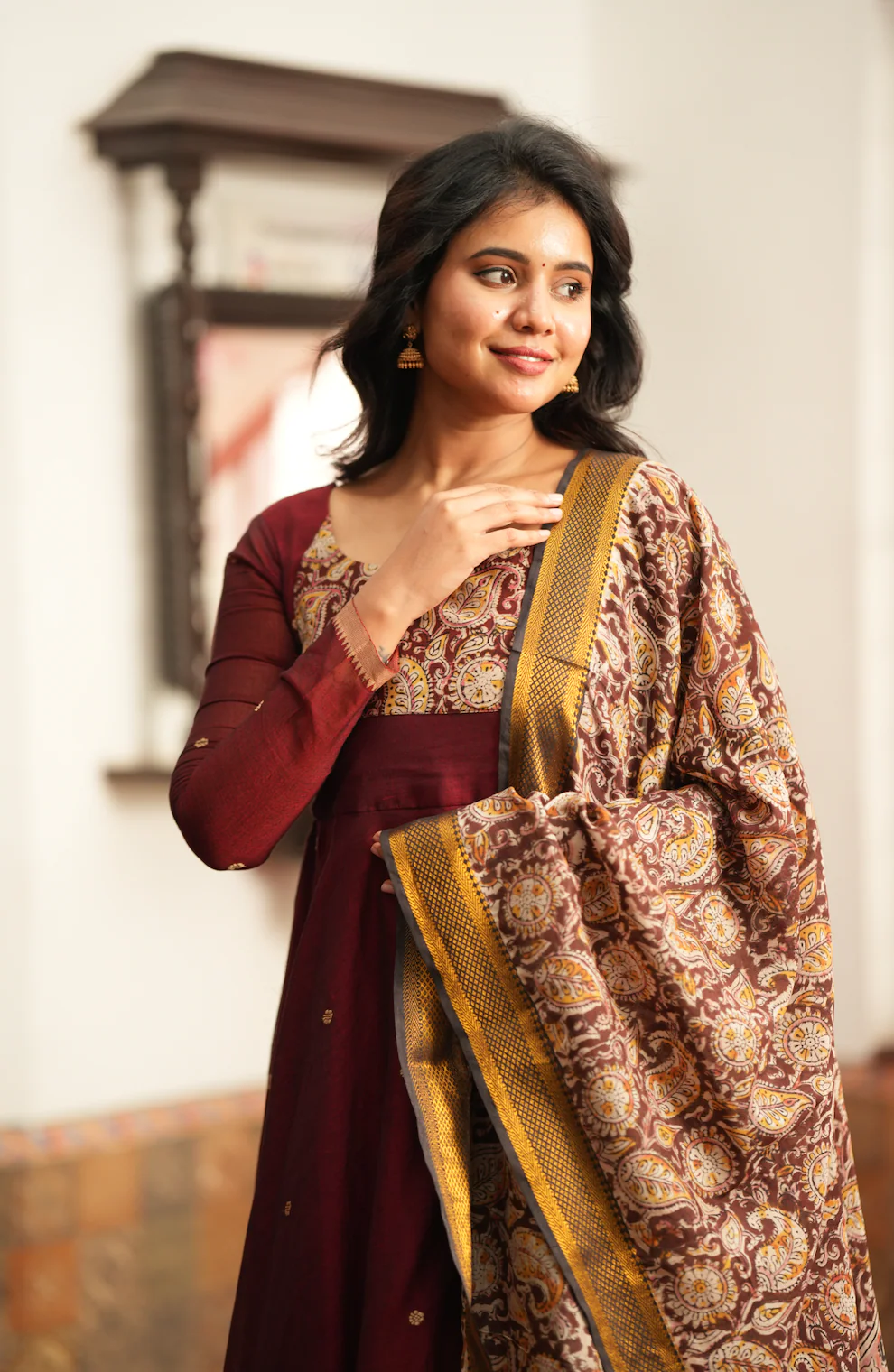 THARIKA (MAROON - KALAMKARI FUSION ANARKALI) - Image 5