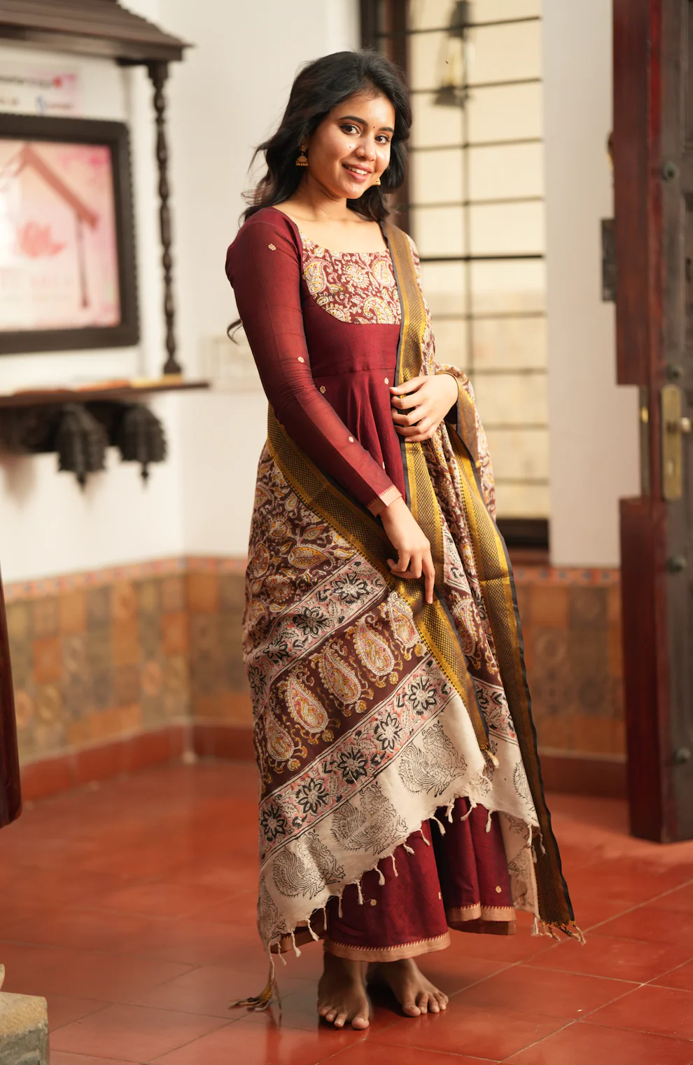THARIKA (MAROON - KALAMKARI FUSION ANARKALI) - Image 6