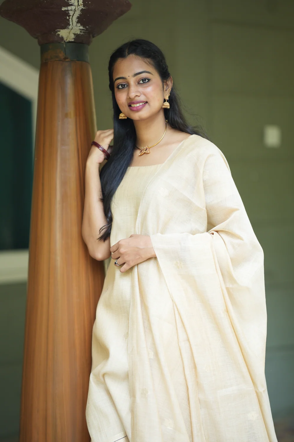 Tissue ivory handloom suit-VC001