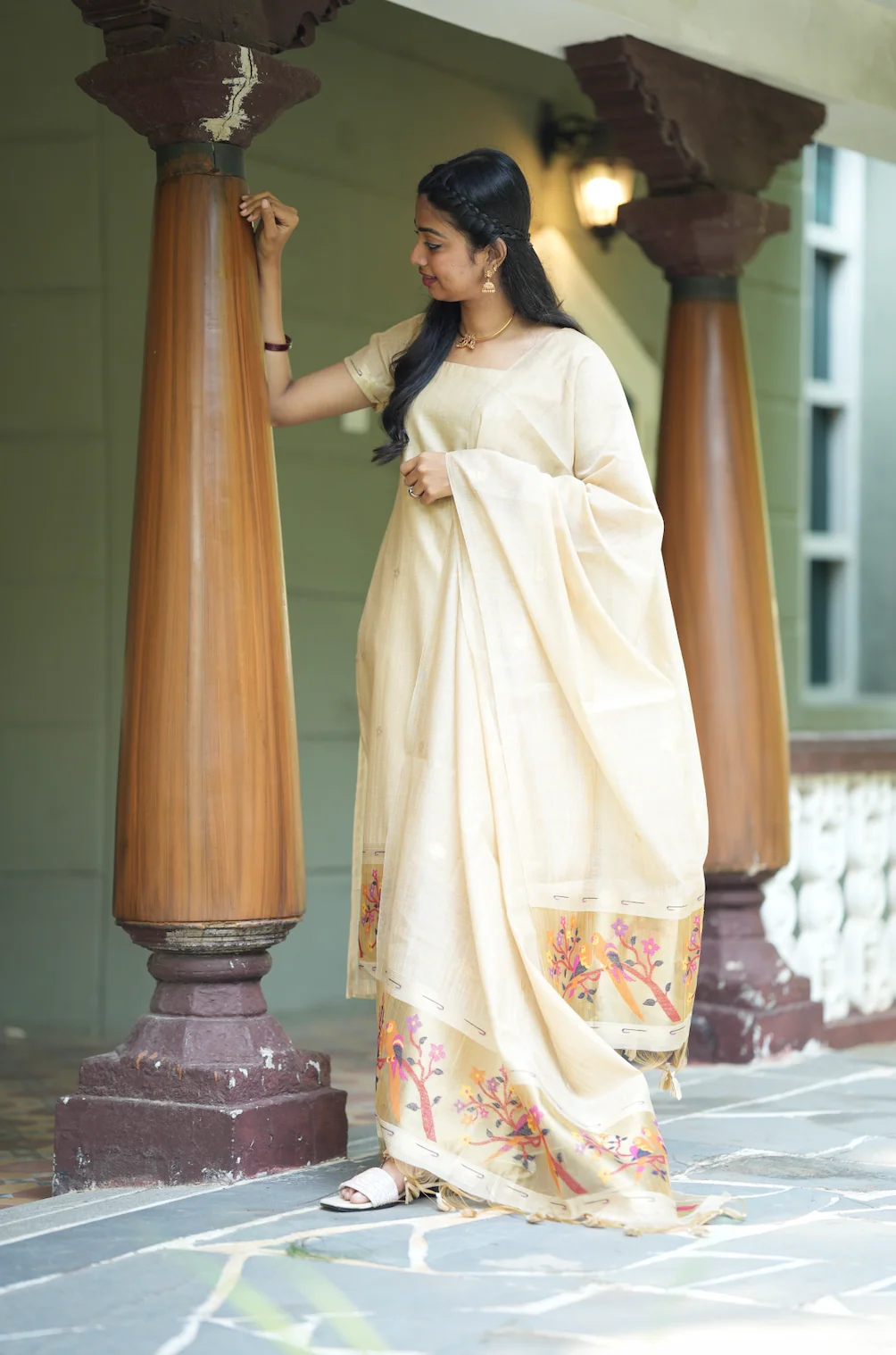 Tissue ivory handloom suit-VC001 - Image 2