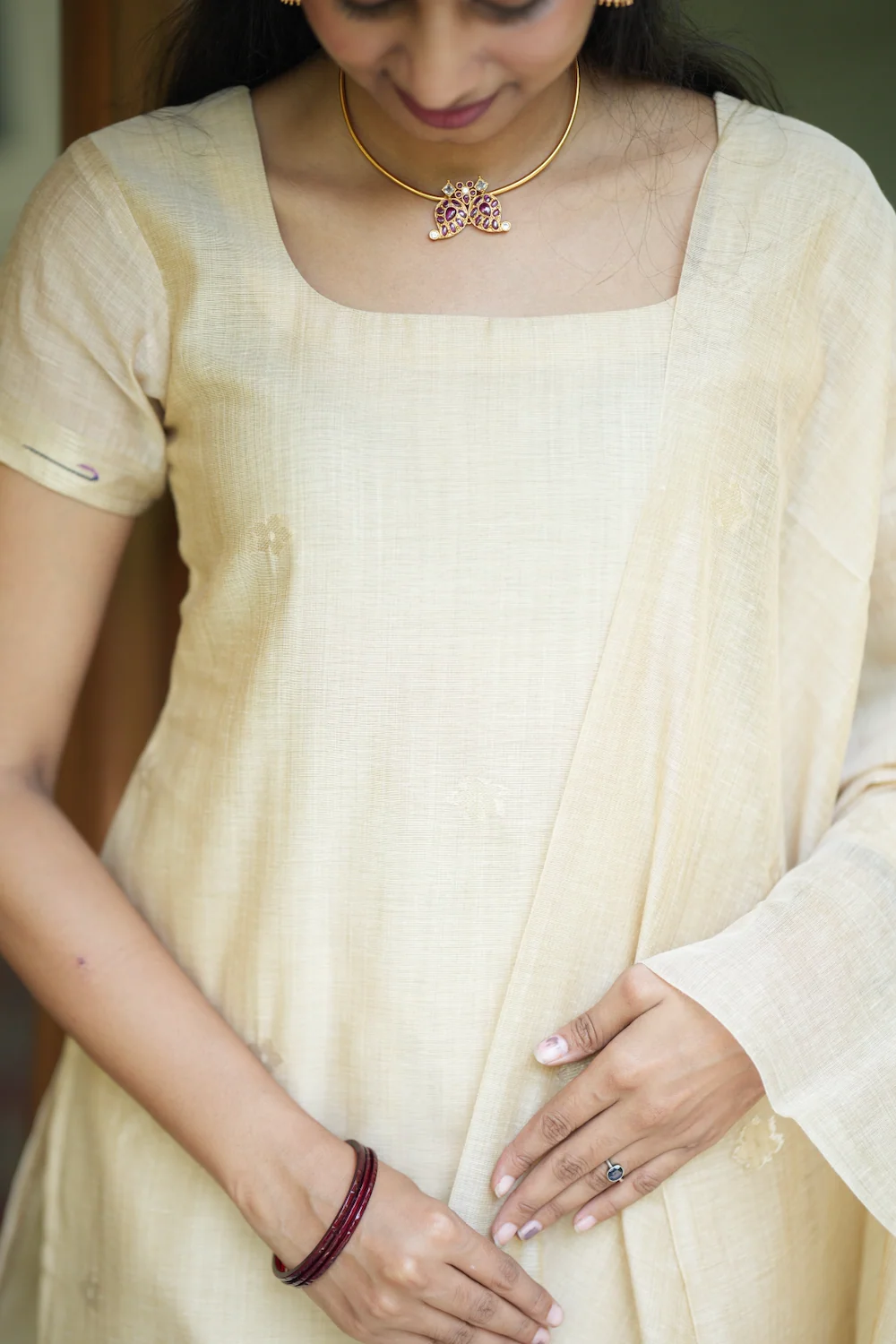 Tissue ivory handloom suit-VC001 - Image 3