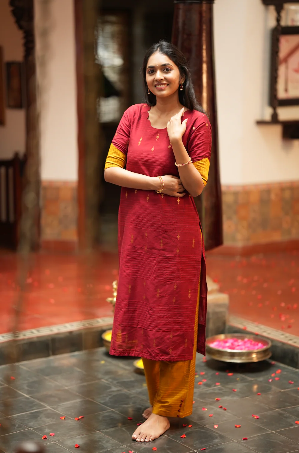 Yashodha-RED WITH MUSTARD - Image 2