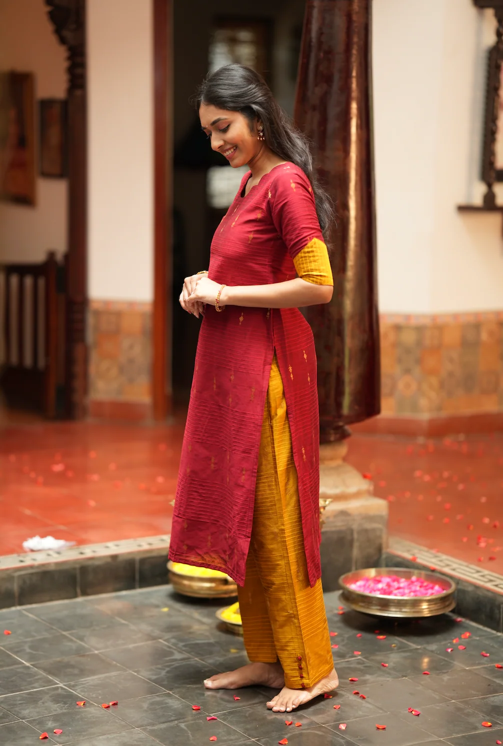 Yashodha-RED WITH MUSTARD - Image 4